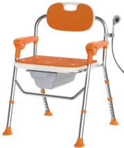 Folding Shower Chair Commode Toilet Safety Seat with Arm &amp; Back Rest 400... - £17.70 GBP