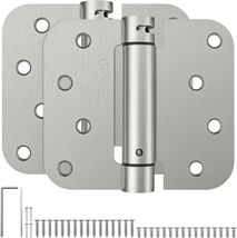 Self-Closing 4&#39;&#39; Door Hinges, Adjustable Tension, 5/8&#39;&#39; Radius, Brushed Nickel  - £24.14 GBP