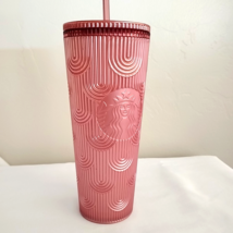 Starbucks 24 oz Shimmer Pearl PINK Siren Mermaid Cold Cup Tumbler Lid St... - $13.12 CAD