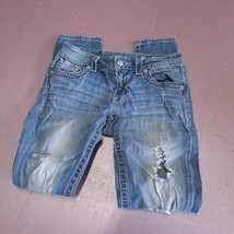 Miss Me Jeans Womens 28 Blue Ankle Skinny Destroy Stretch Ladies Denim Pants - £25.85 GBP