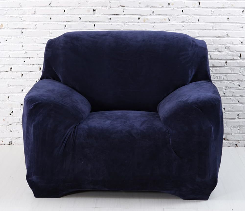 Vctops 1-Piece Velvet Plush Stretch Chair Sofa Slipcover Soft Fuzzy, Nav... - $44.92