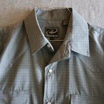 Roper Mens Western Shirt Snap Front Gray Large Long Sleeve Dress Rockabilly - £20.68 GBP