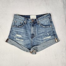 One Teaspoon Short Womens Size 27 High Waist Bandits Slim Fit Twisted Cu... - $53.45
