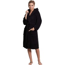 Women&#39;s Turkish Cotton Hooded Robe, Terry Hooded Bathrobe Black Large - £27.66 GBP