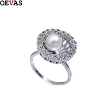 100% 925 Sterling Silver Pearl Ring High Carbon Diamond Stud Earrings For Women  - £26.79 GBP