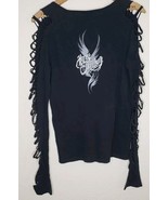 Harley Davidson Long Sleeve Thrashed Stained Size Medium Black Longsleev... - $16.55 CAD