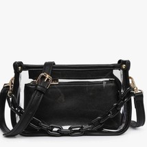 Jessica Clear Duo Crossbody Strap Chain Strap Black - $49.50