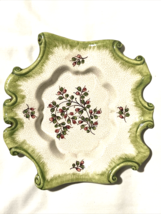 Meiselman Italy Trinket Tray Dish Plate Green Pink Flowers X14 - $14.85