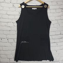 Kay Unger Shift Dress 8 Black Rhinestones Sleeveless Big Button Flapper ... - $24.74