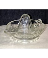 Vintage Retro Large Ringed Clear Glass Hand Reamer Juicer With Handle an... - $7.92