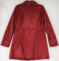 D &amp; Co Jacket Womens Medium Red Faux Suede Sherpa Lined Button Up Coat - $59.39