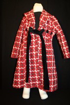 Disorderly Kids~Girls Black White Red Plaid Herringbone Holiday Jacket Coat Belt - £23.68 GBP