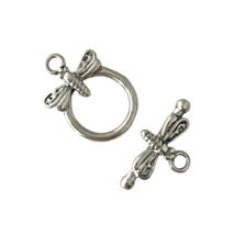 2 Sets Dragonfly Toggle Bead Clasps Silver Copper Beading Jewelry Findings 19mm - £3.15 GBP