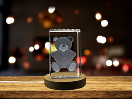 LED Base included | Cute Teddy Holding a Heart 3D Engraved Crystal 3D Engraved - £31.35 GBP - £313.63 GBP