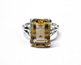 Natural Citrine Cocktail Ring For Her Big Yellow Citrine 925 Silver - £104.75 GBP