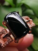 Icy Ice Black 100% Natural Burma Jadeite Jade Saddle Ring # Type A Jadeite # - £747.03 GBP