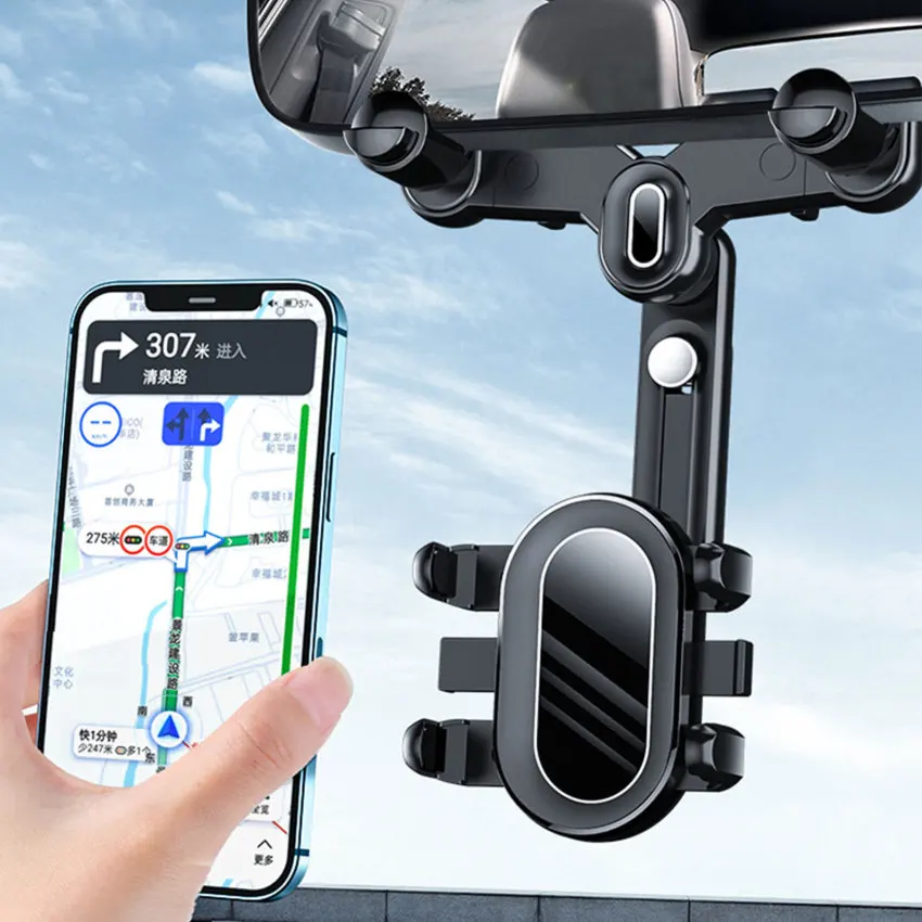 Car Rearview Mirror Phone Holder Adjustable Phone Holder Mount for Mobile Phone - £17.34 GBP