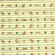 Peter Rabbit Cotton Fabric 2 Yards Yellow Stripe Bunnies 2001 Beatrix Potter - £23.32 GBP