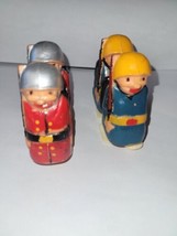 Celluloid Ramp Walkers Military Soldiers Hap &amp; Hop Blue &amp; Red Uniform 1960’s Exc - £23.30 GBP