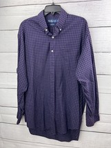 Ralph Lauren  Blake Button Down Shirt Mens Cotton Plaid  Cotton Purple Sz Large - £10.99 GBP