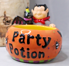 Halloween Dracula Bat Cauldron &quot;Party Potion&quot; Ceramic Black Studio 33 Ca... - £7.53 GBP