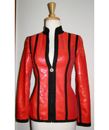VINTAGE 1991 CHANEL RED SEQUINED SCUBA-STYLED JACKET + RIBBON TRIM - NEW... - $1,385.01