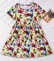 NEW Boutique Back to School Crayons Girls Short Sleeve Dress - £3.55 GBP+