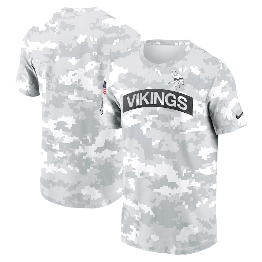 White Camo Vikings 2024 Salute to Service Performance T-Shirt - Minnesota