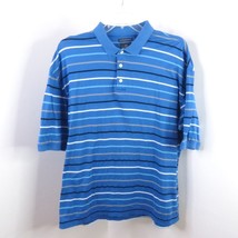 Dockers Golf Men&#39;s XL Blue Striped Mercerized Cotton Short Sleeve Polo Shirt - £5.59 GBP