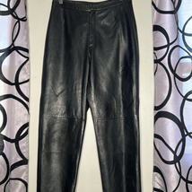 Lands End Vintage Lamb Leather Pants Women&#39;s Size 8 Black Straight Leg High Rise - £31.32 GBP