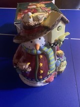 2003 Gibson Snowman Frolic Cookie Jar ~ Christmas ~ Birdhouse Awesome Co... - £39.44 GBP