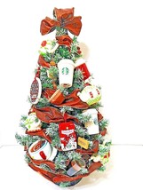 Fully Decorated Christmas Tree Coffee Tea Or Hot Cocoa 21&quot; Tall Hand Crafted - £43.11 GBP