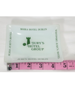 Vintage White Glass Ashtray Jury&#39;s Hotel Group Dublin Green Writing West... - $25.79 CAD