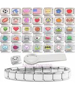 Starter Braclet &amp; 36 Value Italian Charms &amp; Tool - Animals, Food, Hearts... - $19.68