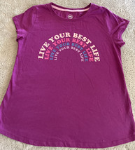 Wonder Nation Girls Purple LIVE YOUR BEST LIFE Short Sleeve Shirt 14-16 - £5.09 GBP