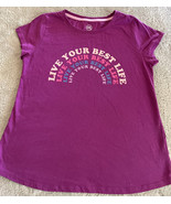 Wonder Nation Girls Purple LIVE YOUR BEST LIFE Short Sleeve Shirt 14-16 - £5.10 GBP