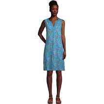 Lands End Sz S Jersey V Neck Blue Floral Sleeveless Swim Cover Up Tank D... - $242.05 MXN