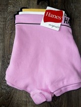 Hanes ~ Womens Boyshort Underwear Panties 3-Pair Nylon Blend Ribbed (A) ~ L - £17.77 GBP