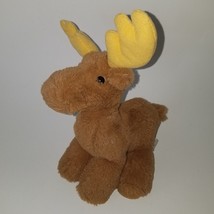 Manhattan Toy Co Brown Moose Reindeer Plush 11&quot; Stuffed Animal Toy Brown Yellow - £7.87 GBP