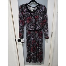 Vintage Personal Favourites 2pc Floral Dress Set Sz 11/12 Rayon Dark Cot... - $42.00