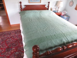 Vtg. HUDSON BAY 4-Point 100% WOOL Soft Green BLANKET--67&quot; x 88&quot;--Made in... - £118.82 GBP