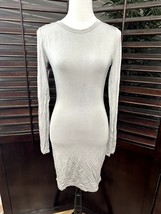 Naked Wardrobe Women&#39;s Gray Long Sleeve Bodycon Mini Dress 1 NWOT - £33.09 GBP