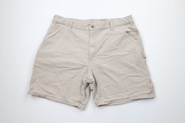 Vintage Carhartt Mens Size 40 Distressed Spell Out Dungaree Shorts Tan Cotton - $49.45