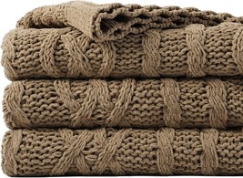 The 51&quot; X 67&quot; Battilo Camel Tan Throw Blanket Is A Cable Chenille Knit Throw - $47.93