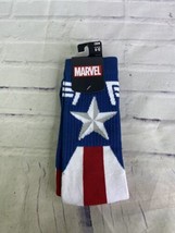 Marvel Captain America Logo Men&#39;s Crew Novelty Socks 1 Pair Shoe Size 10-13 NEW - £11.92 GBP