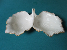 LENOX DOUBLE DISH LEAF WITH GOLD HANDLE DISH CHRISTMAS - £58.05 GBP