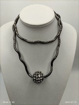 Vtg Flexible Snake Chain Chunky Crystal Ball Pendant Statement Necklace Chain  - £13.42 GBP
