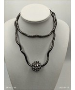 Vtg Flexible Snake Chain Chunky Crystal Ball Pendant Statement Necklace ... - £13.24 GBP