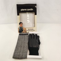 Pierre Cardin Men&#39;s Muffler/Scarf Driving Gloves Set Black &amp; White Plaid NOS Vtg - £22.92 GBP