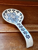 Lang Blue &amp; White Floral Ceramic Spoon Rest – 8.75 x 3 and 7/8th’s inche... - £8.84 GBP